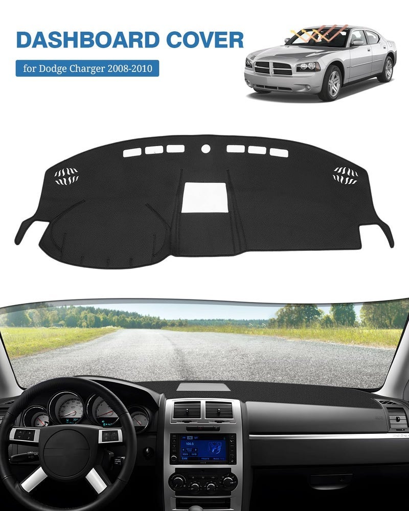 FIILINES Dash Cover Compatible with Dodge Charger 2008 2009 2010 Dashboard Mat Cover Charger Accessories Dash Mat Sunshade Nonslip Mesh Protector No Glare - Image 2